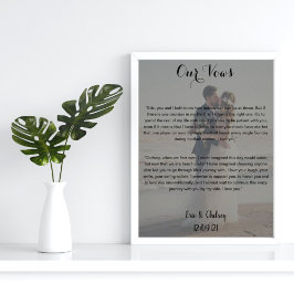 custom wedding photo with wedding vows faded gray poster