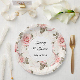 Custom Wedding Pink Rose Paper Teller
