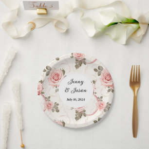 Custom Wedding Pink Rose Paper Teller