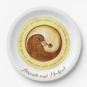 CUSTOM WEDDING PLATE 9" Gold YinYang taucht Harmon Pappteller