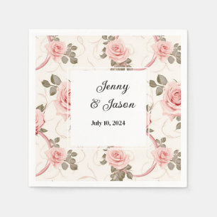 Custom Wedding Rose Paper Napkins Serviette