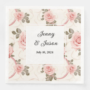 Custom Wedding Rose Paper Napkins Serviette