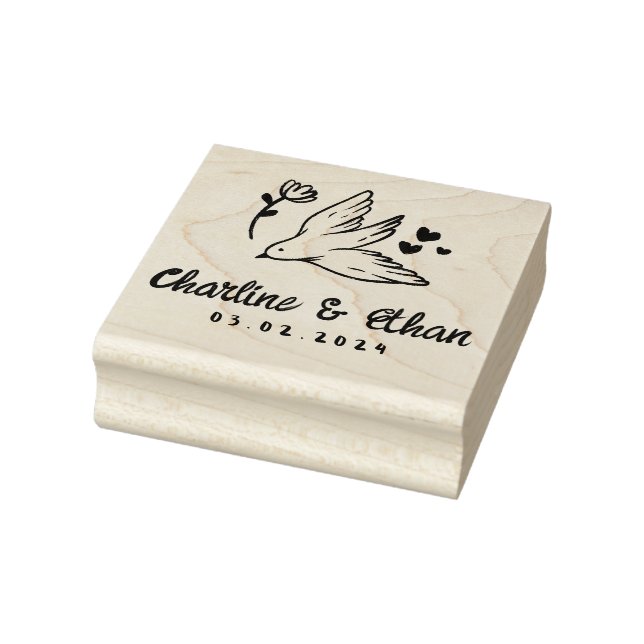 Custom Wedding Rubber Briefmarke mit Vogel , Herz Gummistempel (Stempel)