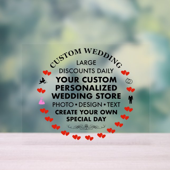 Custom Wedding Sign 8" x 10" Acryl Acrylschild (Neutral)