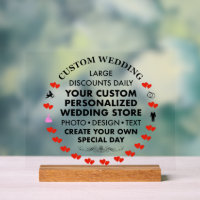 Custom Wedding Sign 8" x 10" Acryl & Holz Stand