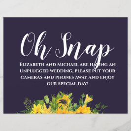 Custom Wedding Signs Navy Blue Yellow Sunflowers