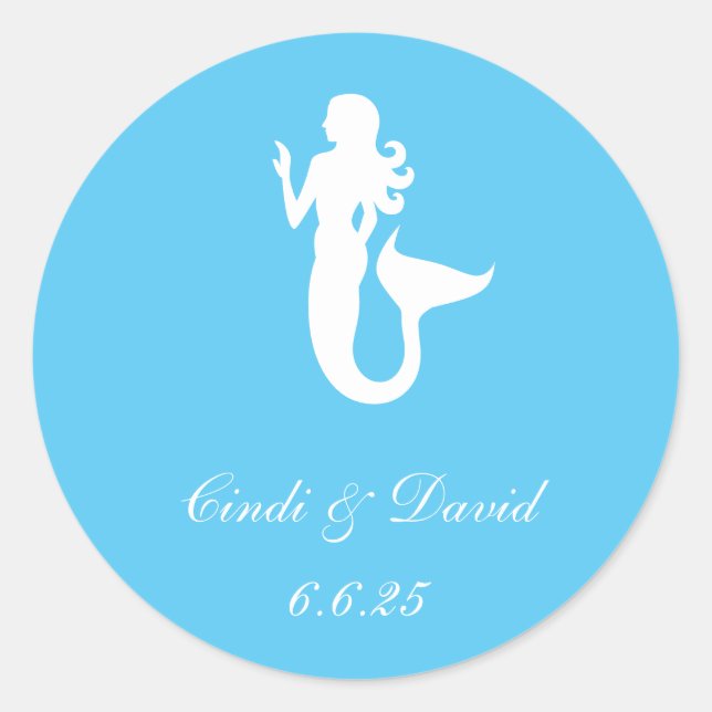 Custom Wedding Sticker Mermaid (Vorderseite)