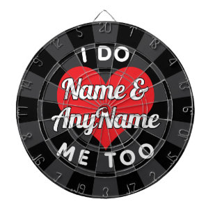Custom Wedding Text White Black Charcoal Red Heart Dartscheibe