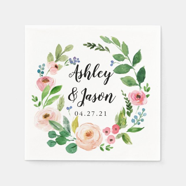 Custom Wedding Verlobung Cocktail Napkins mit Na Serviette (Vorderseite)
