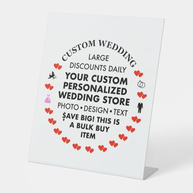 Custom Wedding Welcome Sign - 10" x 12" Pedestal Sockelschild (Vorderseite)