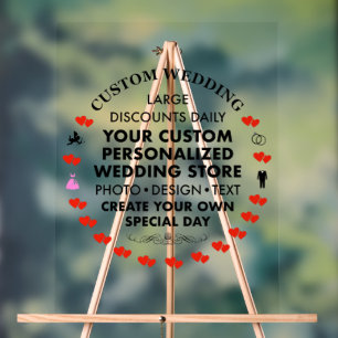 Custom Wedding Welcome Sign 24" x 18" Acryl Acrylschild