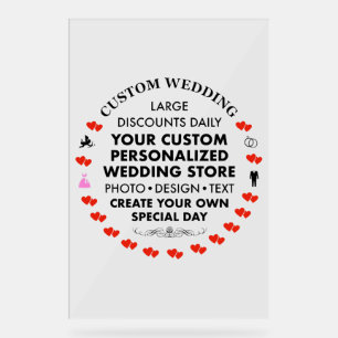 Custom Wedding Welcome Sign 36" x 24" Acryl Acrylschild