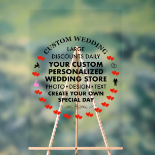 Custom Wedding Welcome Sign 36" x 24" Acryl Acrylschild