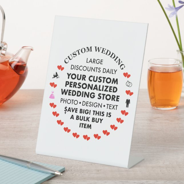 Custom Wedding Welcome Sign - 6" x 8" Pedestation Sockelschild (In Situ)