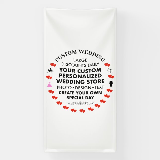 Custom Wedding Welcome Sign 8' x 4' Vinyl Banner (Vertikal)