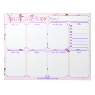 Custom Weekly Planner Muster für Wildblumen und Notizblock