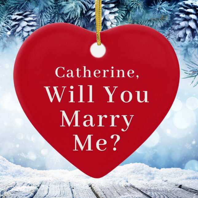 Custom Weihnachten Vorschlag werden Sie heiraten m Keramik Ornament (Custom Christmas Proposal Will You Marry Me Red Ceramic Ornament
)