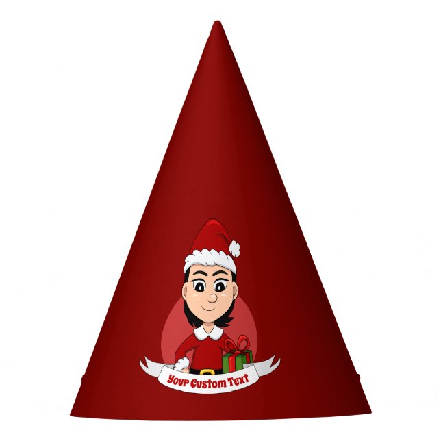 Custom Weihnachts Girl Cartoon Party Hut Partyhütchen (Vorderseite)