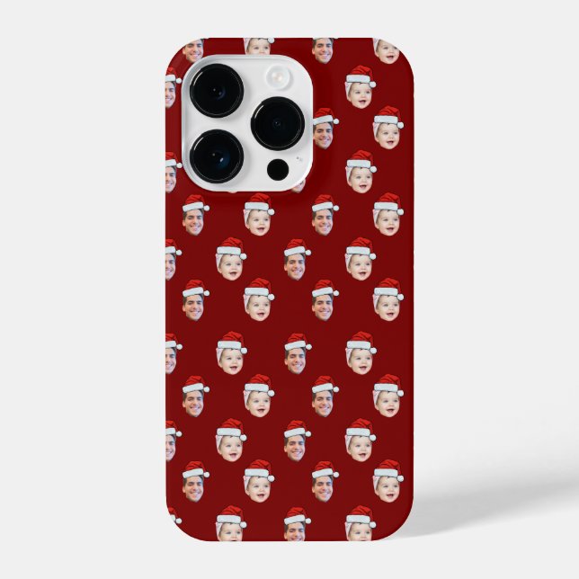 Custom Weihnachtsmannmütze Face Weihnachtsgeschenk iPhone 14 Pro Hülle (Rückseite)