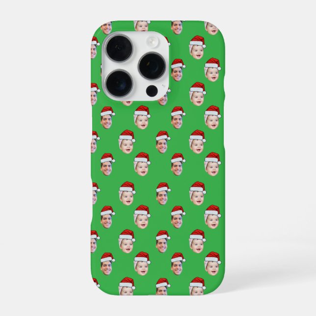 Custom Weihnachtsmannmütze Face Weihnachtsgeschenk iPhone 16 Pro Hülle (Rückseite)