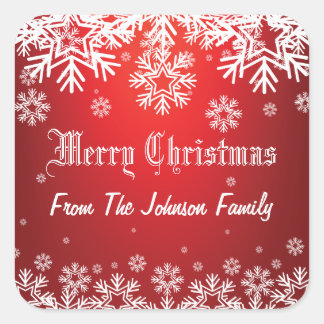 Custom Weihnachtsschneeflocken Geschenksticker Quadratischer Aufkleber