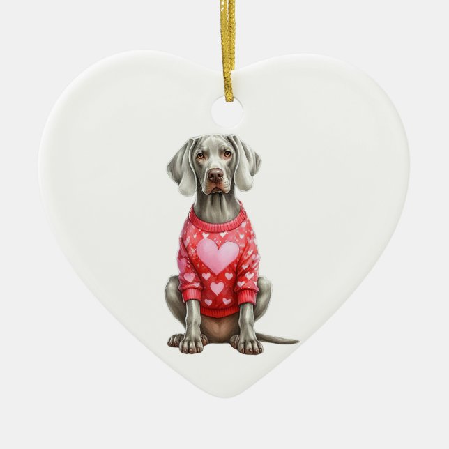 Custom Weimaraner Dog Valentine Keramik Ornament (Vorne)