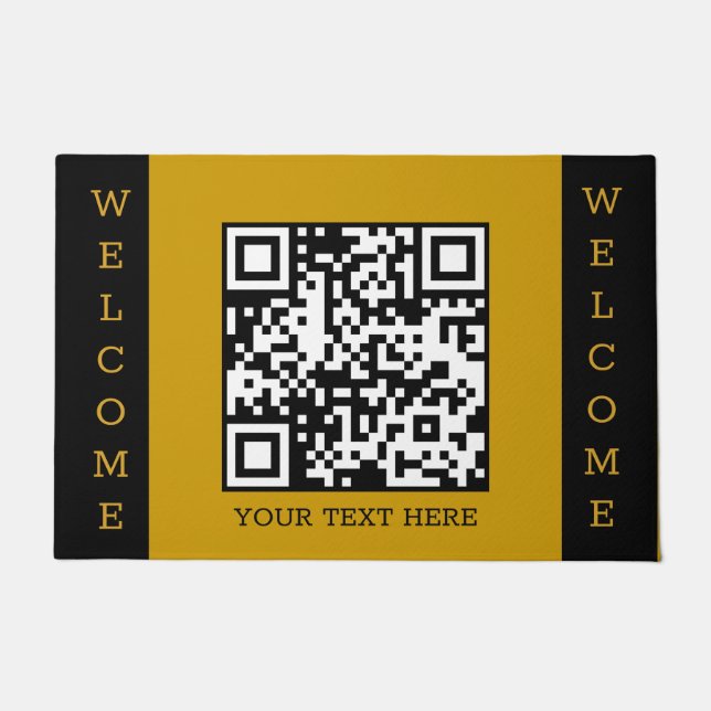 Custom WELCOME Doormat mit QR Code, Gold Black Fußmatte (Vorderseite)