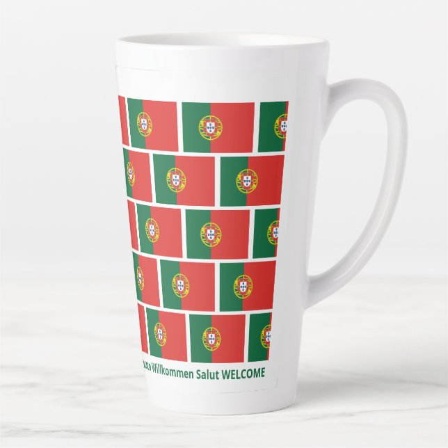Custom WELCOME Hospitality Portugiesische Flagge Milchtasse (Rechts)