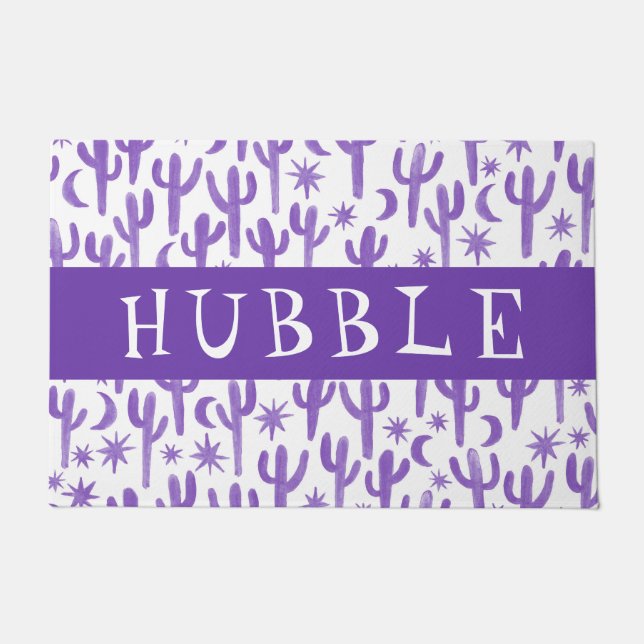 Custom WELCOME Night Desert Saguaro Cactus Fußmatte (Vorderseite)