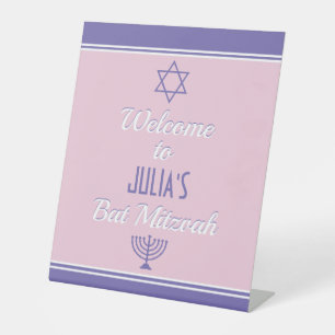 Custom Welcome to Bat Mitzvah Pedestal Sign Sockelschild