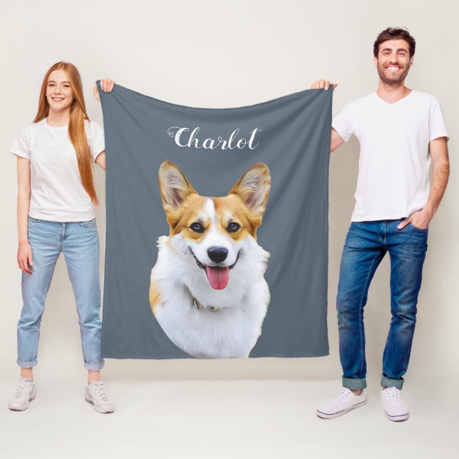 Custom Welsh Corgi Dog Personalisiert Zeichnend Fleecedecke (Beispiel)