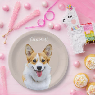 Custom Welsh Corgi Dog Personalisiert Zeichnend Pappteller