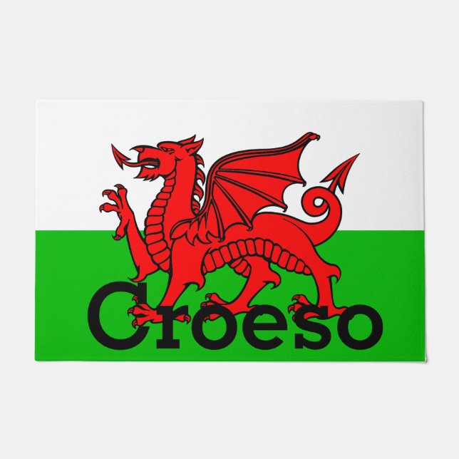 Custom Welsh Welcome Door Mat Fußmatte (Vorderseite)