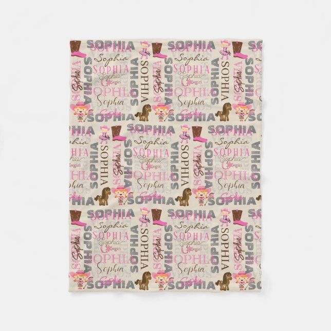 Custom Western Cowgirl Horse Lover Collage Name Fleecedecke (Vorderseite)