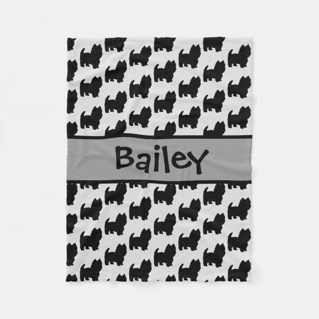 Custom Westie Hund-Silhouette Fleecedecke (Vorderseite)
