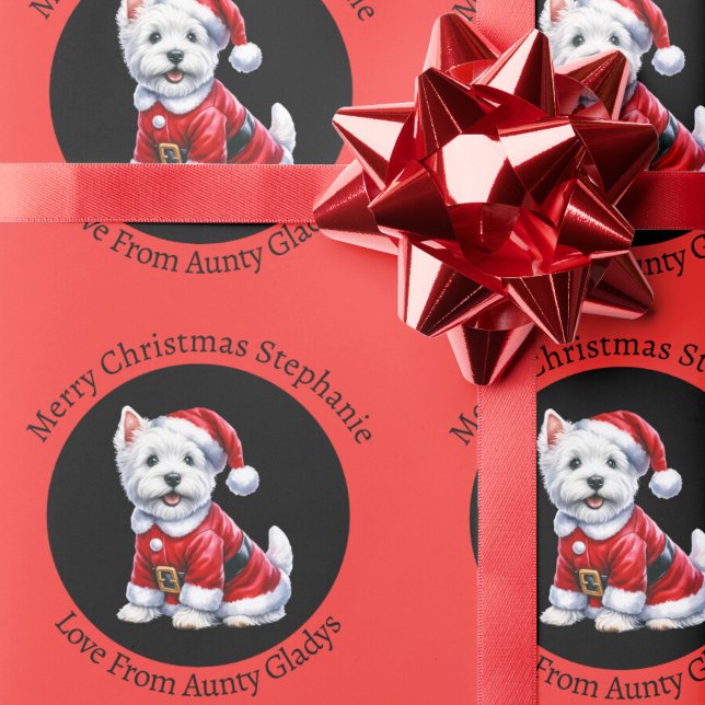 Custom Westie Red Christmas Geschenkpapier (Von Creator hochgeladen)