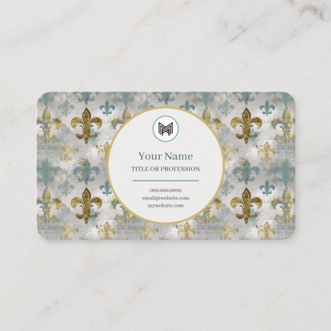 CUSTOM Wetter-Lilie | Aqua Blue & Gold Visitenkarte (Vorderseite)