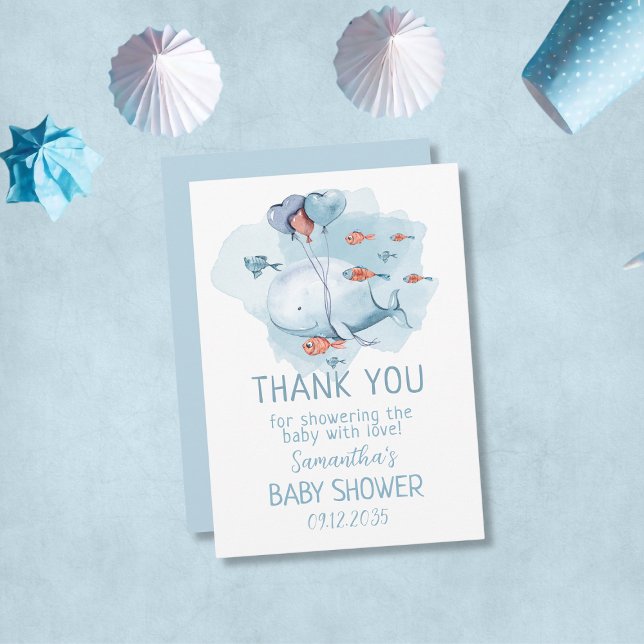 Custom Whale Boy Baby Shower Gast Vielen Dank Dankeskarte (Custom Whale Boy Baby Shower Guest Thank You
)