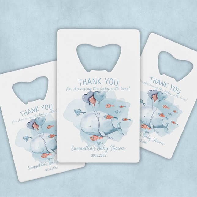 Custom Whale Boy Baby Shower Gast Vielen Dank Geldbeutel Flaschenöffner (Custom Whale Boy Baby Shower Guest Thank You Credit Card Bottle Opener
)