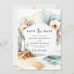 Custom Whimsical Charm Lighthouse Hochzeit Save The Date