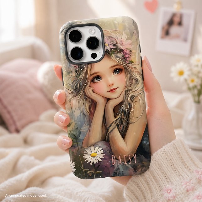 Custom Whimsical Daisy Fairy Pastel Watercolor iPhone 16 Pro Max Hülle (Von Creator hochgeladen)