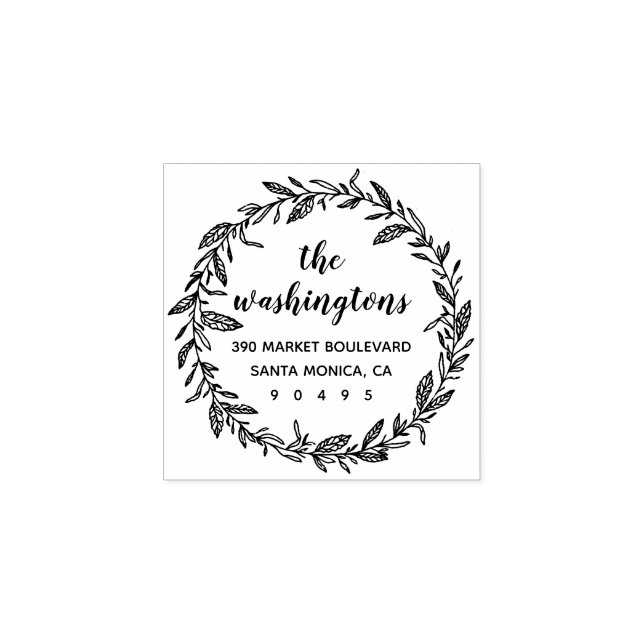 Custom Whimsical Laurel Wreath Rücksendeadresse Gummistempel (Prägung)