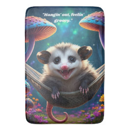 Custom Whimsical Opossum Psychedelic Hippie Badematte