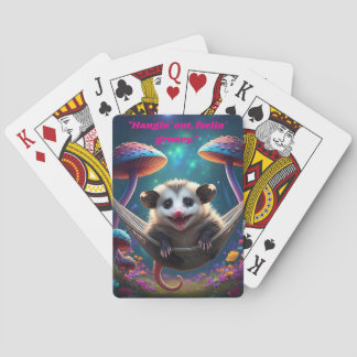 Custom Whimsical Opossum Psychedelic Hippie Spielkarten