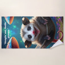 Custom Whimsical Opossum Psychedelic Hippie Strandtuch