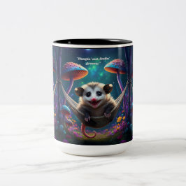 Custom Whimsical Opossum Psychedelic Hippie Zweifarbige Tasse