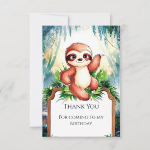 Custom Whimsical Sloth Birthday Dankeskarte