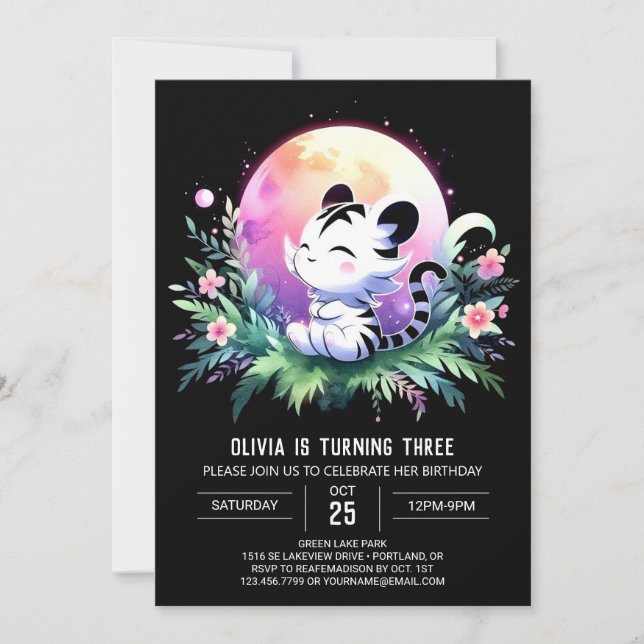 Custom Whimsy Tiger Birthday Einladung (Vorderseite)