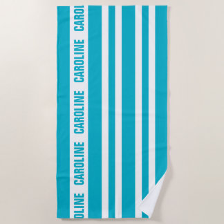 Custom White Aqua Türkis Blue Stripes Muster Strandtuch
