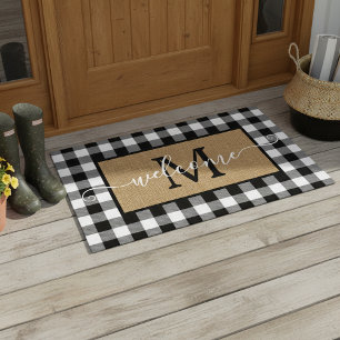 Custom White Black Buffalo Karo Tartan Muster Fußmatte
